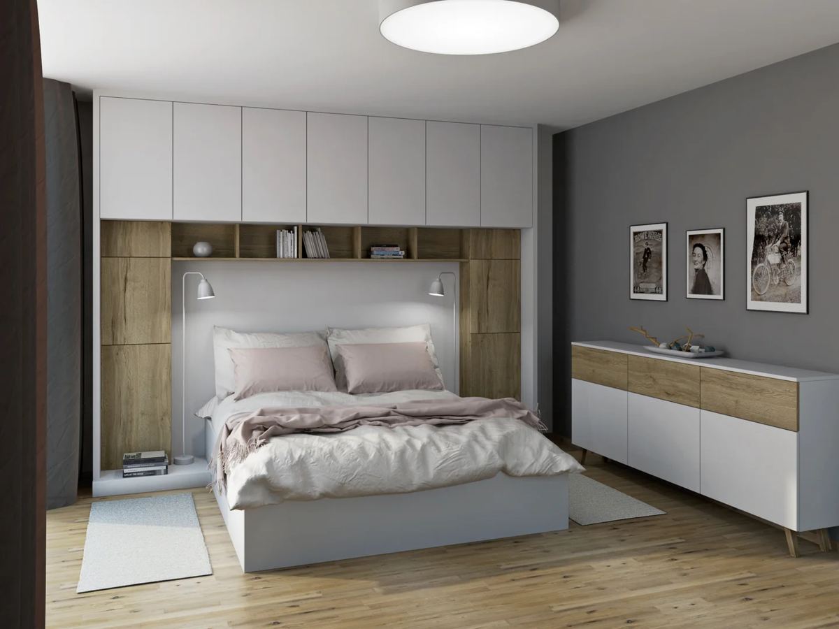 Bedroom with built-in wardrobe and new fronts