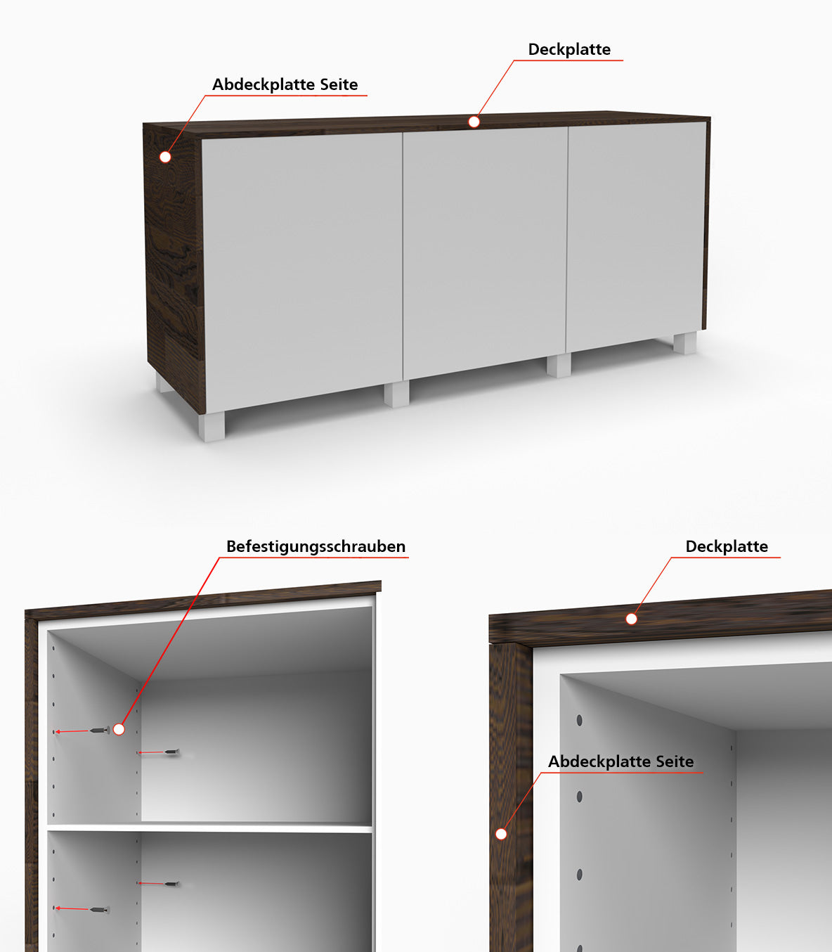 IKEA BESTA mit Abdeckplatte an der Seite und Deckplatte