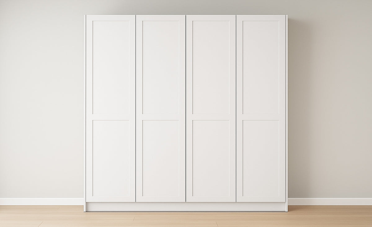 IKEA PAX wardrobe with white Beptum doors